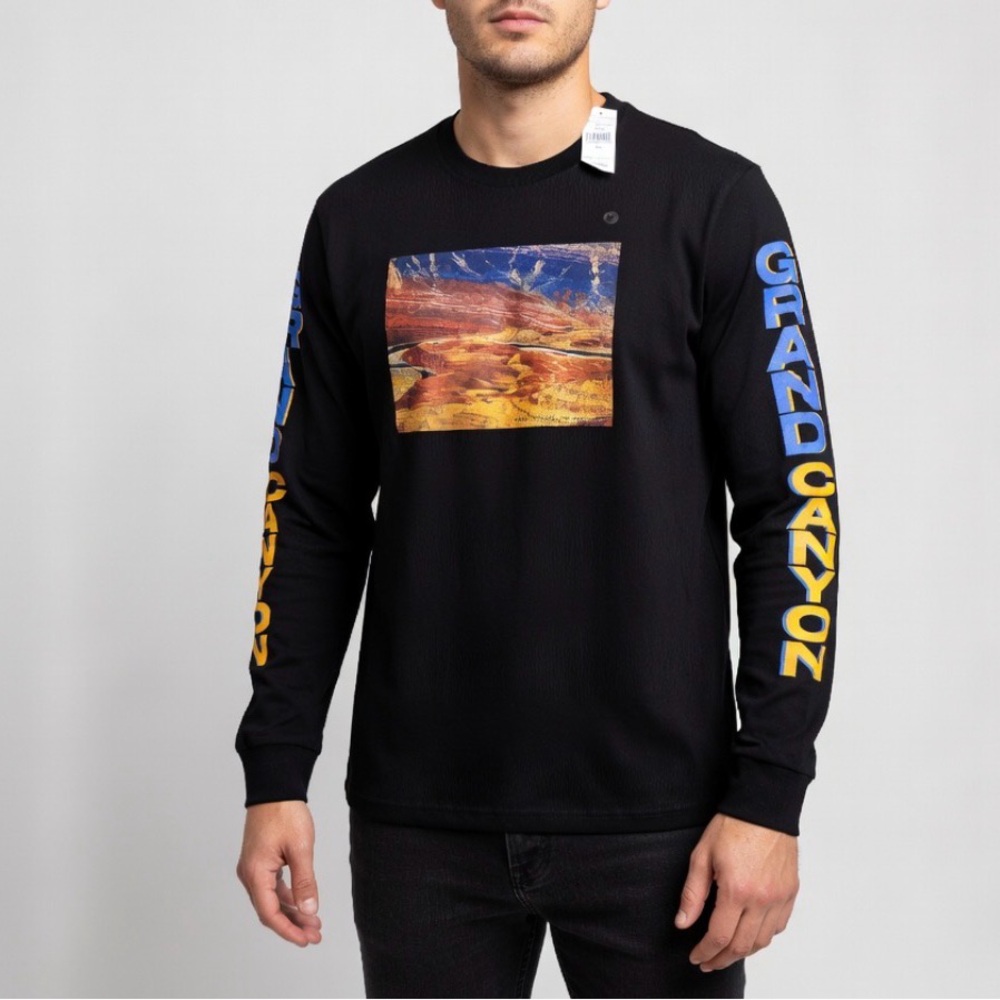 AE NWT Vintage Tailgate Grand Canyon Shirt Mens Medium Black Long Sleeve Nature